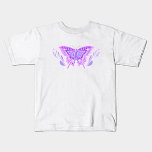 Stylized Pink And Mauve Pretty Butterfly Kids T-Shirt